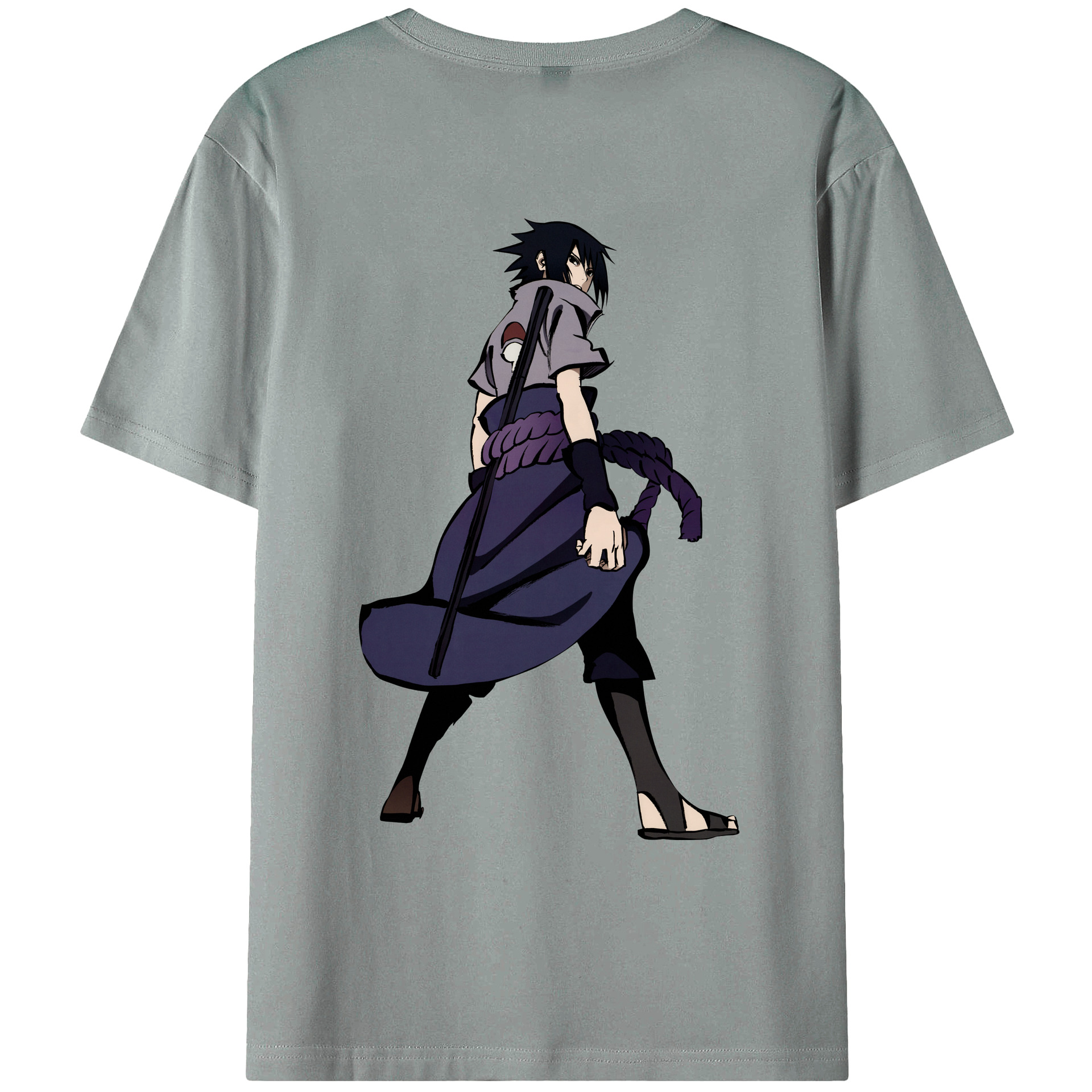 （画像用） NARUTO -ナルト- うちは サスケ Uchiha Sasuke 綿100％ メンズ半袖Tシャツ（バックプリント） 通気性